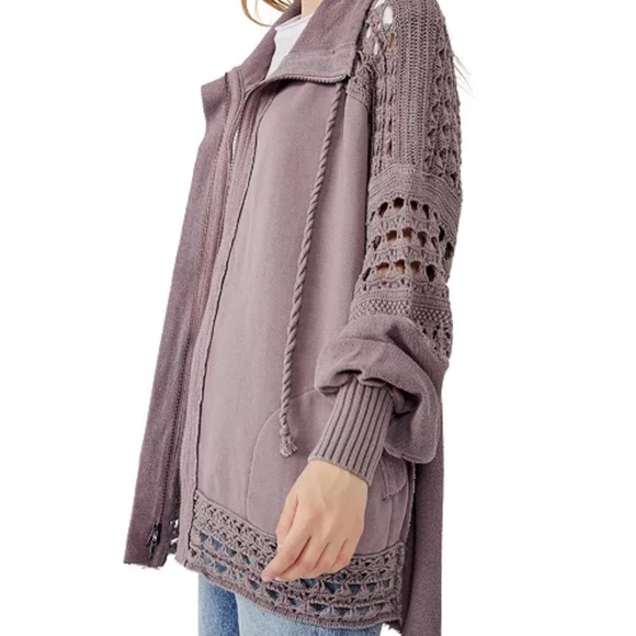 Free People Dune Bug Zip Up Knit Cotton Cardigan (Size M) - Picture 3 of 5